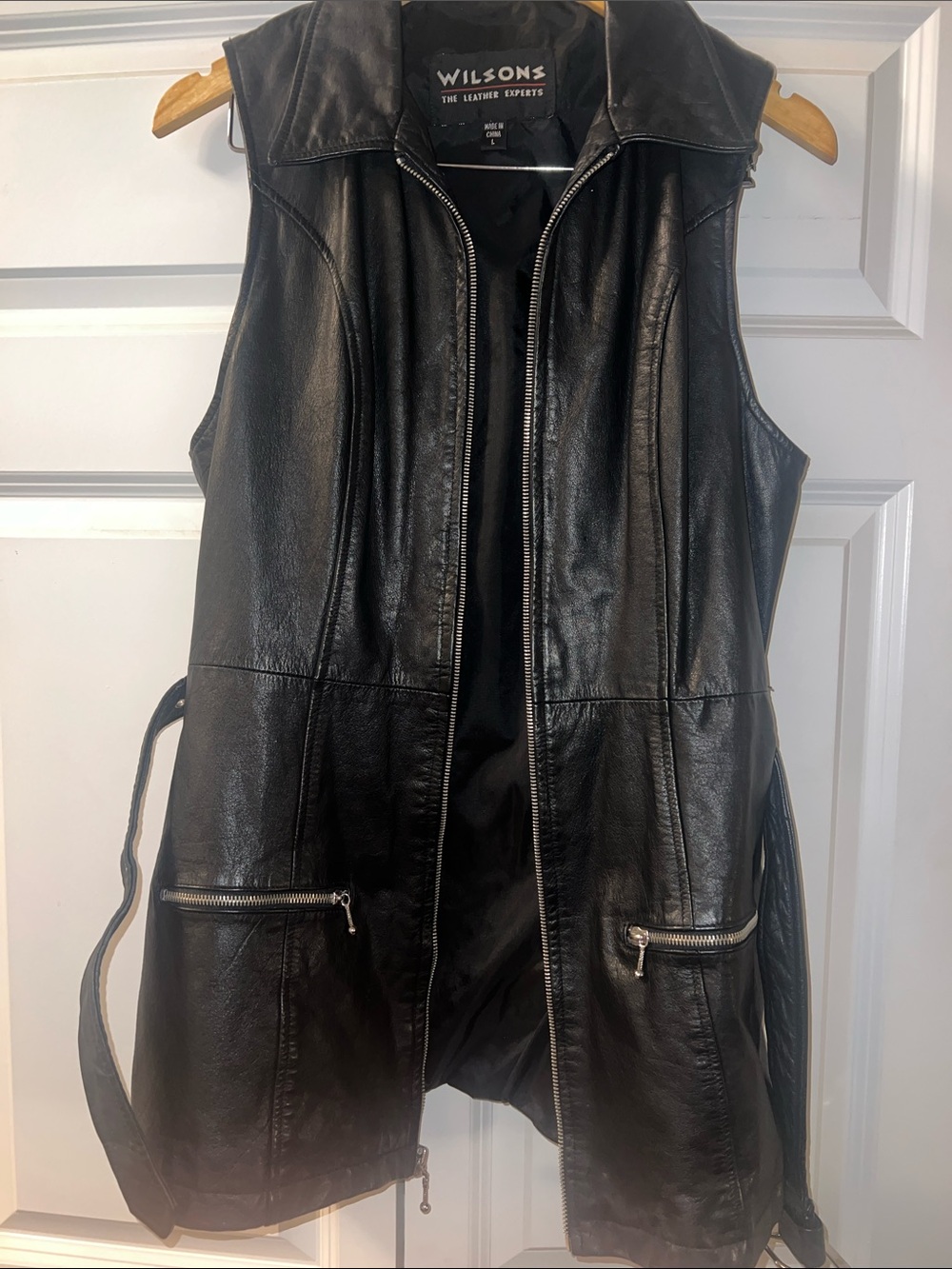 Wilson Leather Black Zip-Front Sleeveless Vest